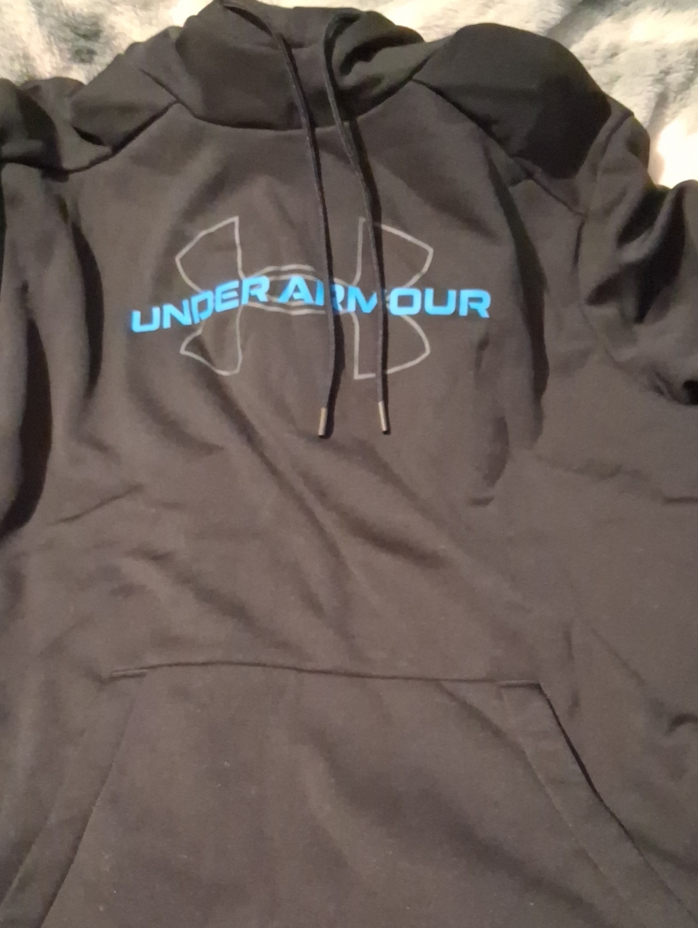Under Armour Men’s Black Crewneck Hoodie with Blue Logo